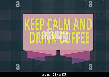 Writing showing Keep Calm And Drink Coffee text written on tablet and computer in the office with marker, pen, stationery. Business concept for encour Stock Photo