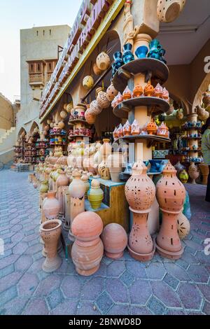 Handicraft products in the ancient Souq of Nizwa, in Oman Stock Photo