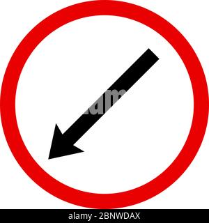 Keep left road sign vector. Traffic symbol. Red circle background. Perfect for backgrounds, sticker, backdrop, icon, label, banner, sign and symbol. Stock Vector