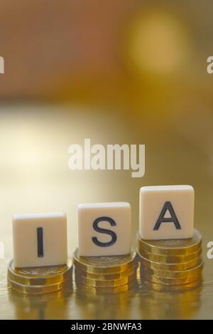 Individual Savings Account ISA tax free savings and investment wrapper in the UK. Stock Photo