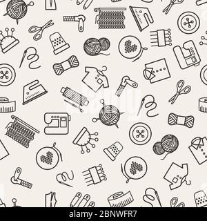 Sewing pattern with linear black elements. Vector illustration Stock Vector