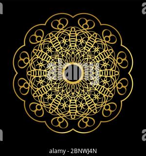 Golden vector arabian style mandala on dark background Stock Vector