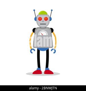 Grey vector robot icon, isolated on white background Stock Vector