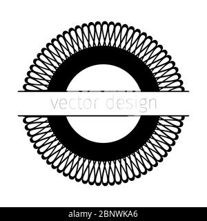 Black vector rosette isolated on white background with place for text Stock Vector