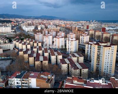 San Roque slum in Badalona aerial view Barcelona Catalonia Spain Stock Photo