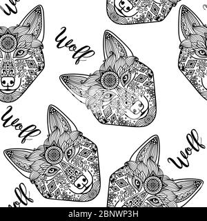 Husky hand drawn ink black and white vector illustration Stock Vector ...