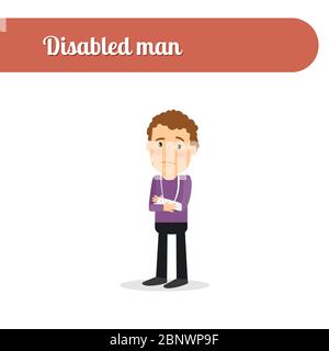 Disabled person vcetor icon. Man with fractures Stock Vector