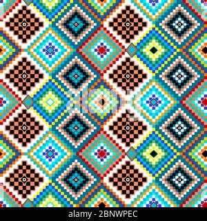Seamless colorful diamond geometric pattern. Modern textile, wall art, wrapping paper, wallpaper design Ready for print. Stock Photo