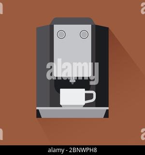 Coffee machine flat modern icon with shadow. Vector illustration Stock Vector