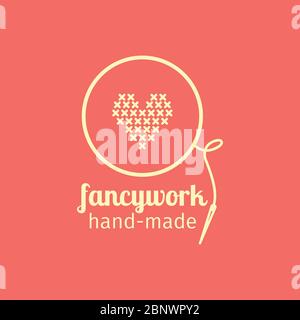 Fancywork handmade thin line icon. Colorful logo vector design Stock Vector