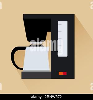 Espresso coffee machine flat modern icon with shadow. Vector illustration Stock Vector