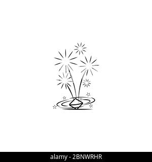 Firework company logo design on white background. Vector illustration Stock Vector