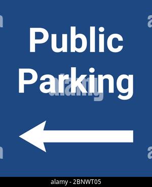 Public parking sign. White on blue background. Road warning sings. Stock Vector