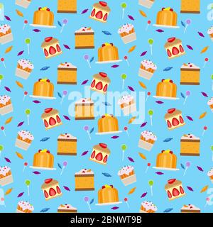 Sweets and candies seamless pattern flat style vector illustration Stock Vector