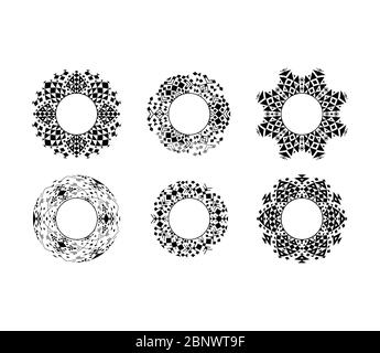 Black ethnic ornamental cirular frames set. Vector illustration Stock Vector