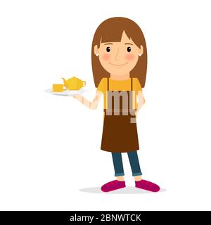People occupation character. Waitress vector illustration on white background Stock Vector