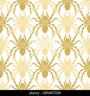 Seamless modern pattern for wallpaper interior design with spiders. Vector illustration Stock Vector