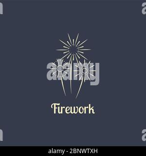 Firework company logo design on the dark background. Vector illustration Stock Vector