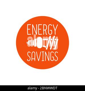 Energy savings vector logo design, white and orange colors Stock Vector