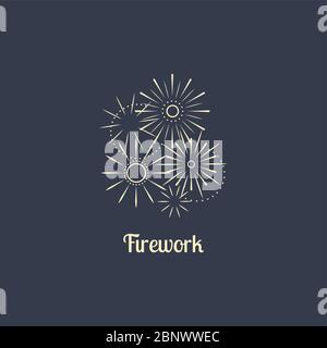 Firework company logo design on the dark background. Vector illustration Stock Vector