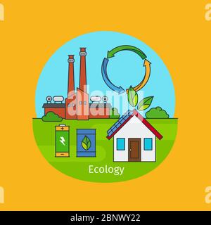 Ecology vector illustration, concept of enviroment friendly lifestyle. Vector illustration Stock Vector