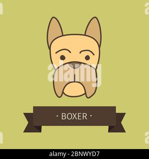 Boxer breed dog for logo design. Vector colored hand drawn dog head Stock Vector
