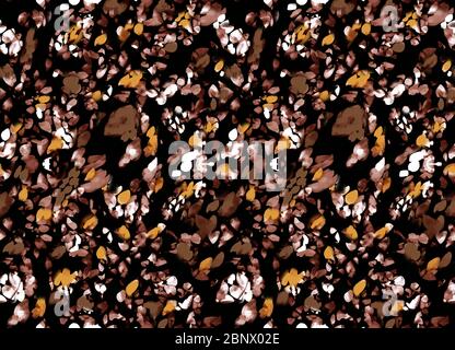 Snake skin seamless pattern texture with gold leopard skin. Fashionable textile print on black background. Stock Photo