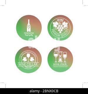 Wine logos in blurred circles backgrounds vector illustration Stock Vector