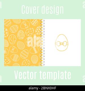 Cover design for print with easter eggs hand drawn pattern. Vector illustration Stock Vector