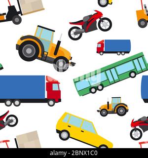 Trasport seamless pattern flat style on transparent background. Vector illustration Stock Vector