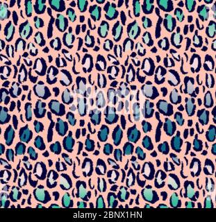 Seamless animal leopard pattern with light pink background ready for fashion textile prints. Stock Photo