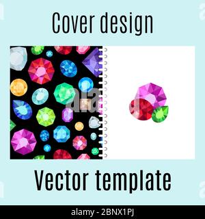 Cover design for print with jewels gem pattern. Vector illustration Stock Vector