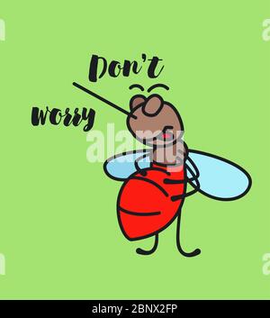 Keep calm funny cartoon mosquito poster vector illustration Stock Vector