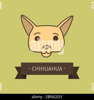 Chihuahua breed dog for logo design. Vector colored hand drawn dog head Stock Vector