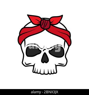 Funny old school tattoo vector skull with bow element Stock Vector