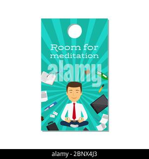 Room for meditation sign design for office door, isolated on white. Vector illustration Stock Vector