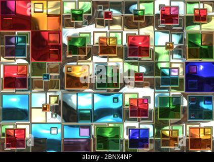 colored glass bricks wall Stock Photo