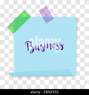 Note paper, post memo paper for business design isolated on transparent background. Vector illustration Stock Vector