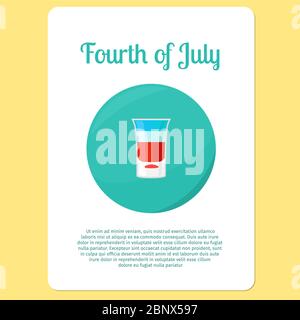 Fourth of July cocktail menu item or sticker. Party drink in circle icon. Vector illustration Stock Vector