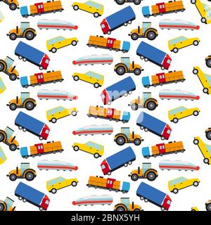 Trasport colorful seamless pattern flat style. Vector illustration Stock Vector