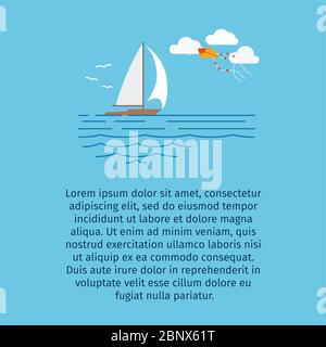 Ship at sea vector illustration for tourizm infographic Stock Vector