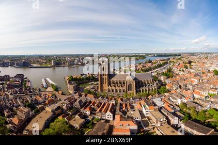 Dordrecht Netherlands May 2020, skyline of the old city of Dordrecht with church and canal buildings in the Netherlands Stock Photo