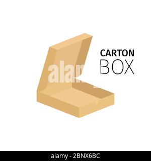Carton box pack for pizza.Vector flat item isolated on white Stock Vector