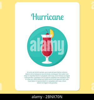 Hurricane cocktail menu item or sticker. Party drink in circle icon. Vector illustration Stock Vector