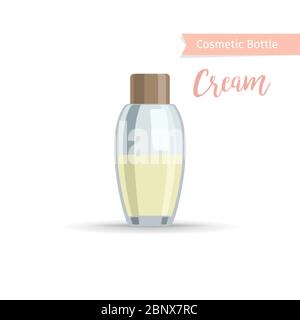 Cosmetics bottle product with hand drawn inscription cream. Vector illustration Stock Vector