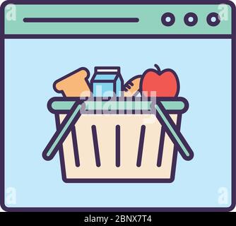 Shopping basket inside website line and fill style icon vector design Stock Vector