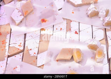 Famous tasty sweet barfi view in Indian wedding Stock Photo