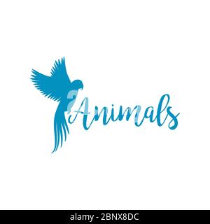 Animals logo template with flying bird silhouette, isolated vector illustration Stock Vector