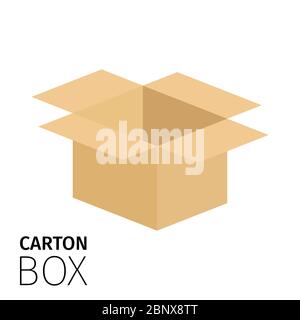 Carton opened square box pack. Vector flat item isolated on white Stock Vector