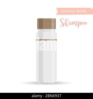 Cosmetics bottle product with hand drawn inscription shampoo. Vector illustration Stock Vector